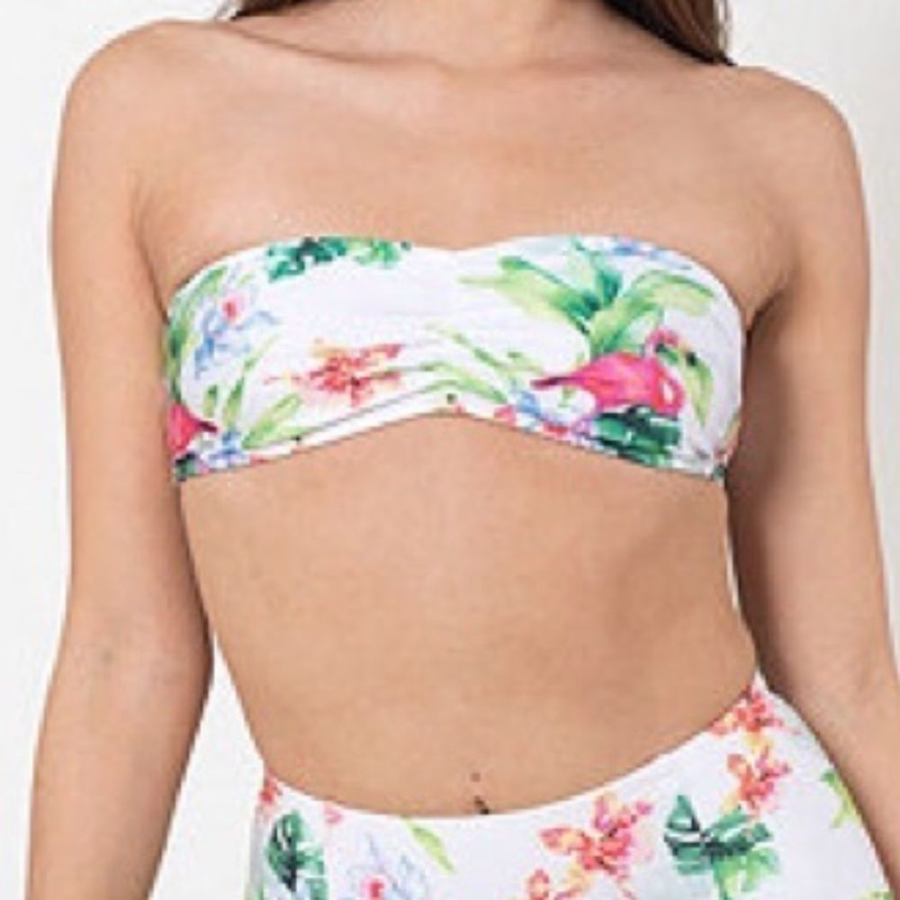 NWT American Apparel Bandeau Bikini Top S Floral